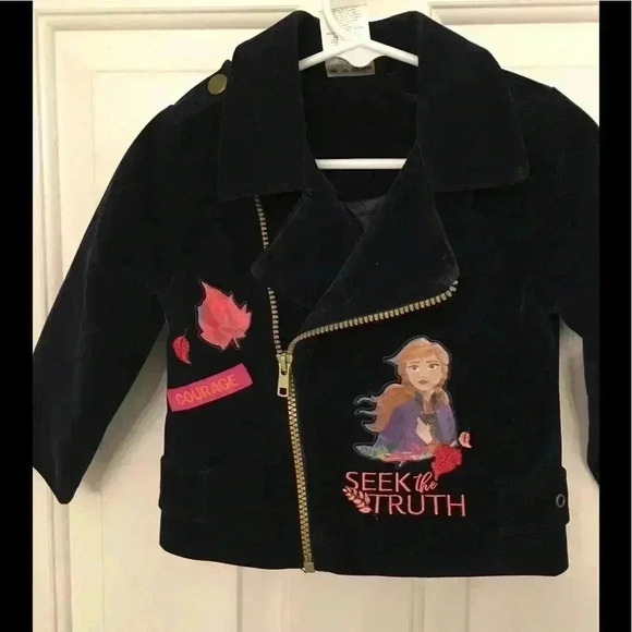 Disney Frozen II Navy Velour Girls Modo Jacket, 2T - Picture 2 of 11